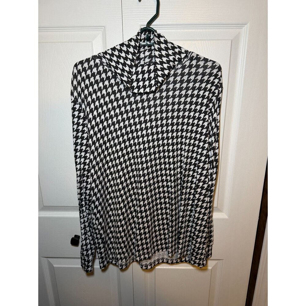 Anthony Richards Women’s XL Black White Houndstooth Turtleneck Top 1826